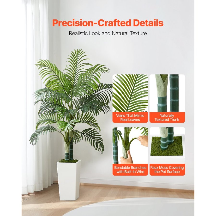 VEVOR Areca Palm Artificial Plant with Pot – 5 ft, PE