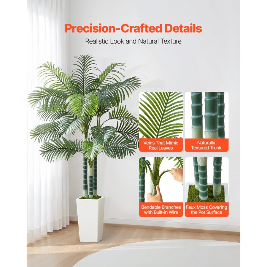 VEVOR Artificial Areca Palm – 6 ft, 22 Trunks, 8° Tilt