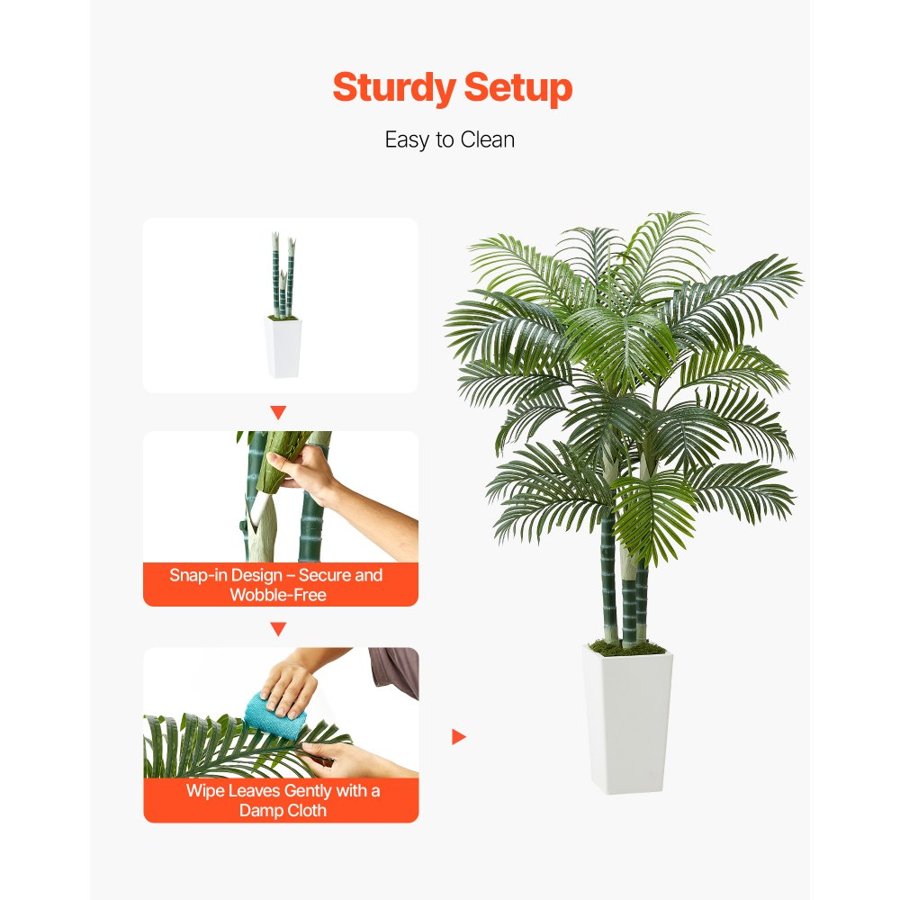 VEVOR Artificial Areca Palm – 6 ft, 22 Trunks, 8° Tilt