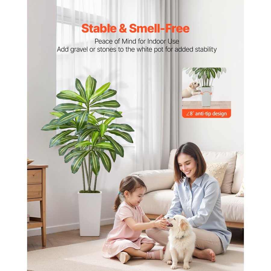 VEVOR Artificial Dracaena Plant – 5 Ft, PE 8°, Stable Base