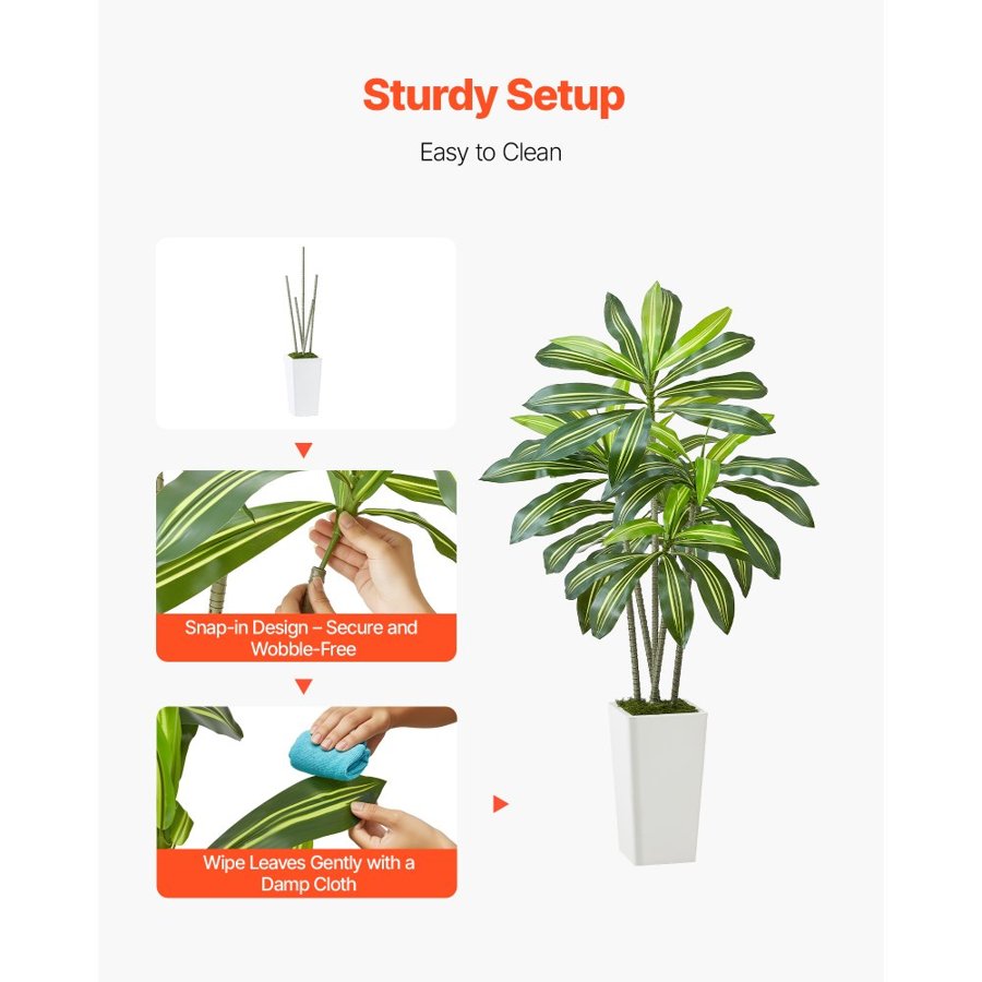 VEVOR Artificial Dracaena Plant – 5 Ft, PE 8°, Stable Base