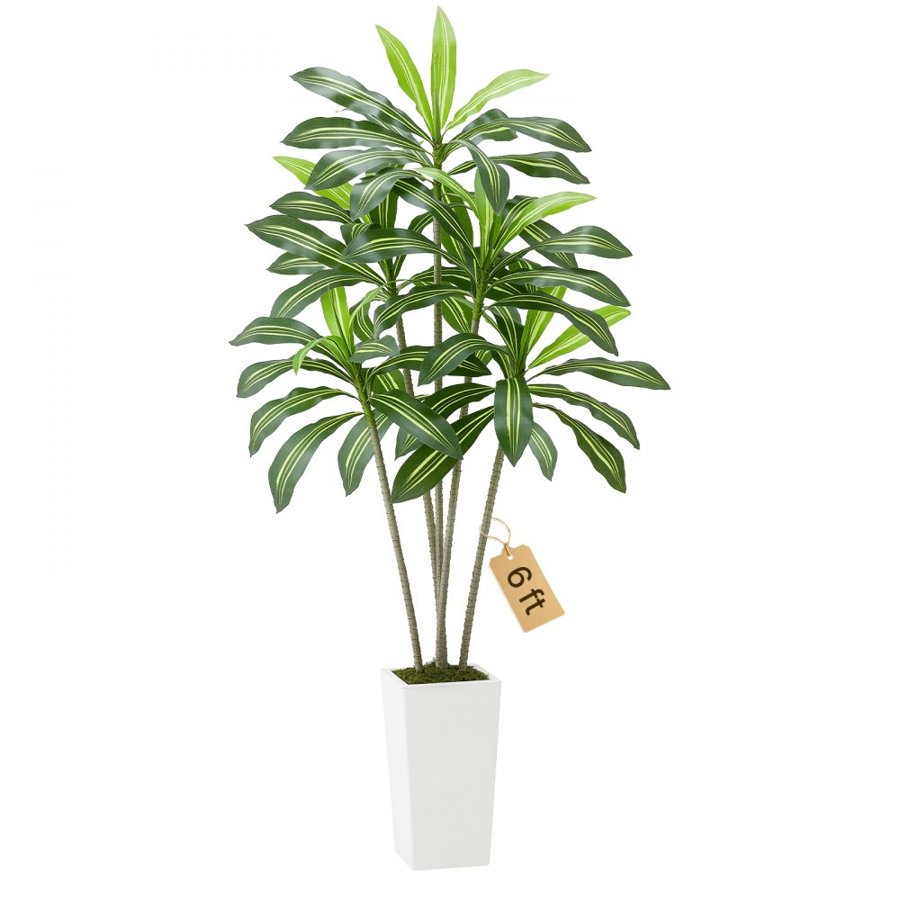 VEVOR Dracaena Artificial Plant – 6 ft, 63 Trunks, 5 Stems