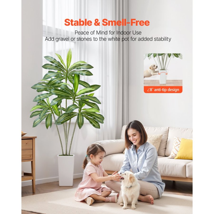 VEVOR Dracaena Artificial Plant – 6 ft, 63 Trunks, 5 Stems