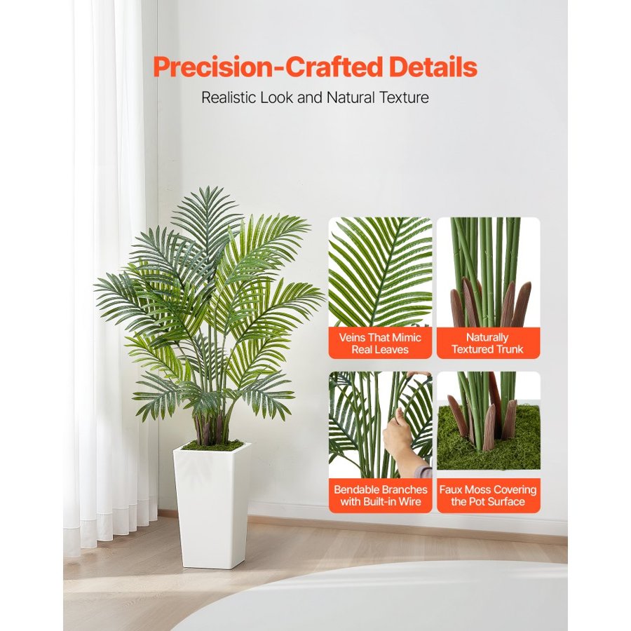VEVOR Fake Areca Palm Plant – 4 ft, 2-Pack, 12 Trunks