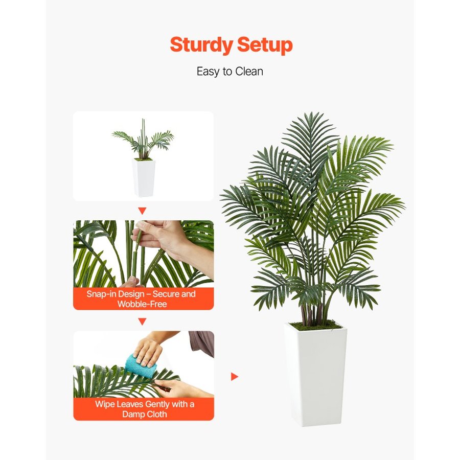 VEVOR Fake Areca Palm Plant – 4 ft, 2-Pack, 12 Trunks