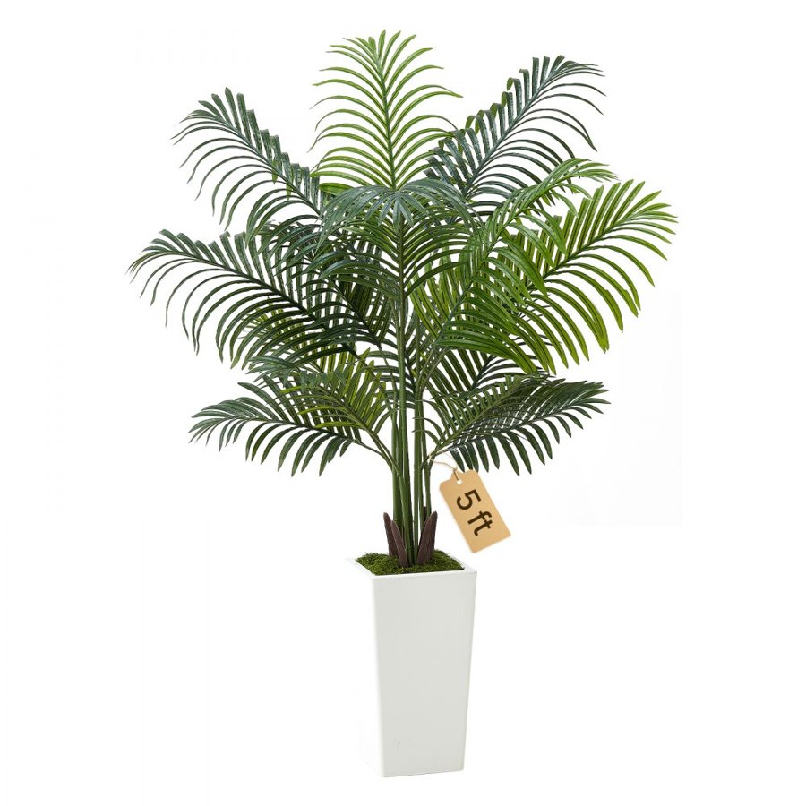 VEVOR Artificial Areca Palm Plant – 5 ft, 12 Trunks, PE