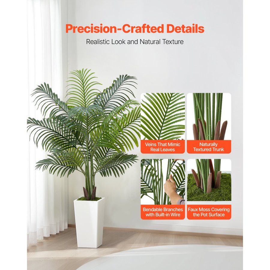 VEVOR Artificial Areca Palm Plant – 5 ft, 12 Trunks, PE