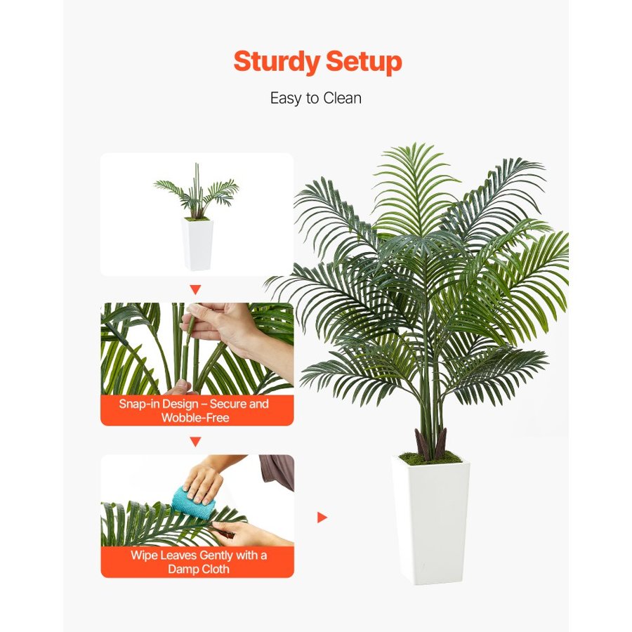VEVOR Artificial Areca Palm Plant – 5 ft, 12 Trunks, PE