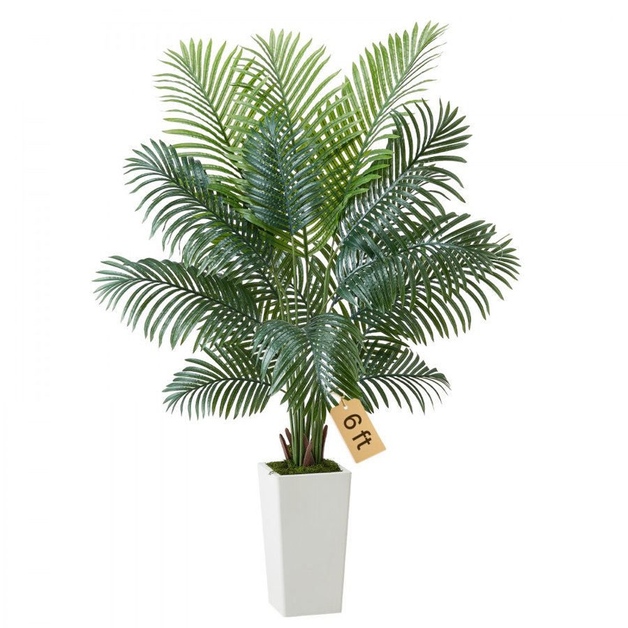 VEVOR Areca Artificial Palm Tree – 6 ft, 16 Trunks, 8° Tilt