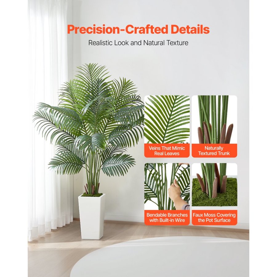 VEVOR Areca Artificial Palm Tree – 6 ft, 16 Trunks, 8° Tilt