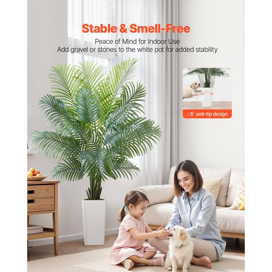 VEVOR Areca Artificial Palm Tree – 6 ft, 16 Trunks, 8° Tilt