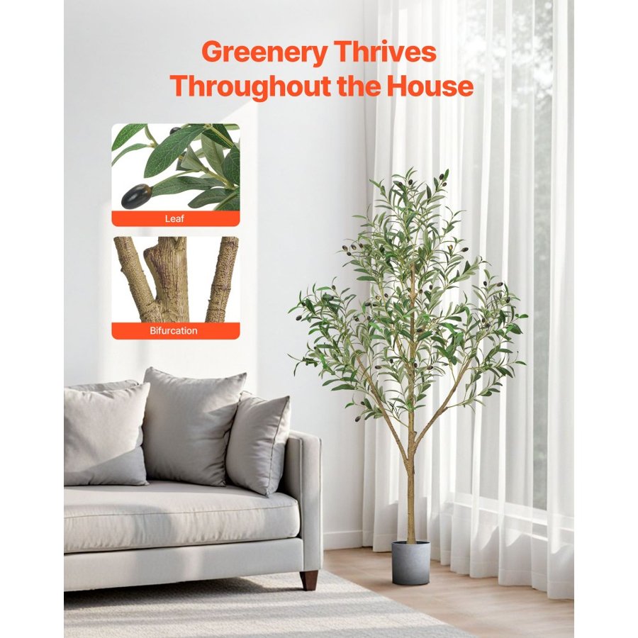 VEVOR Artificial Olive Tree Plant – 5 Ft, 42 Fruits