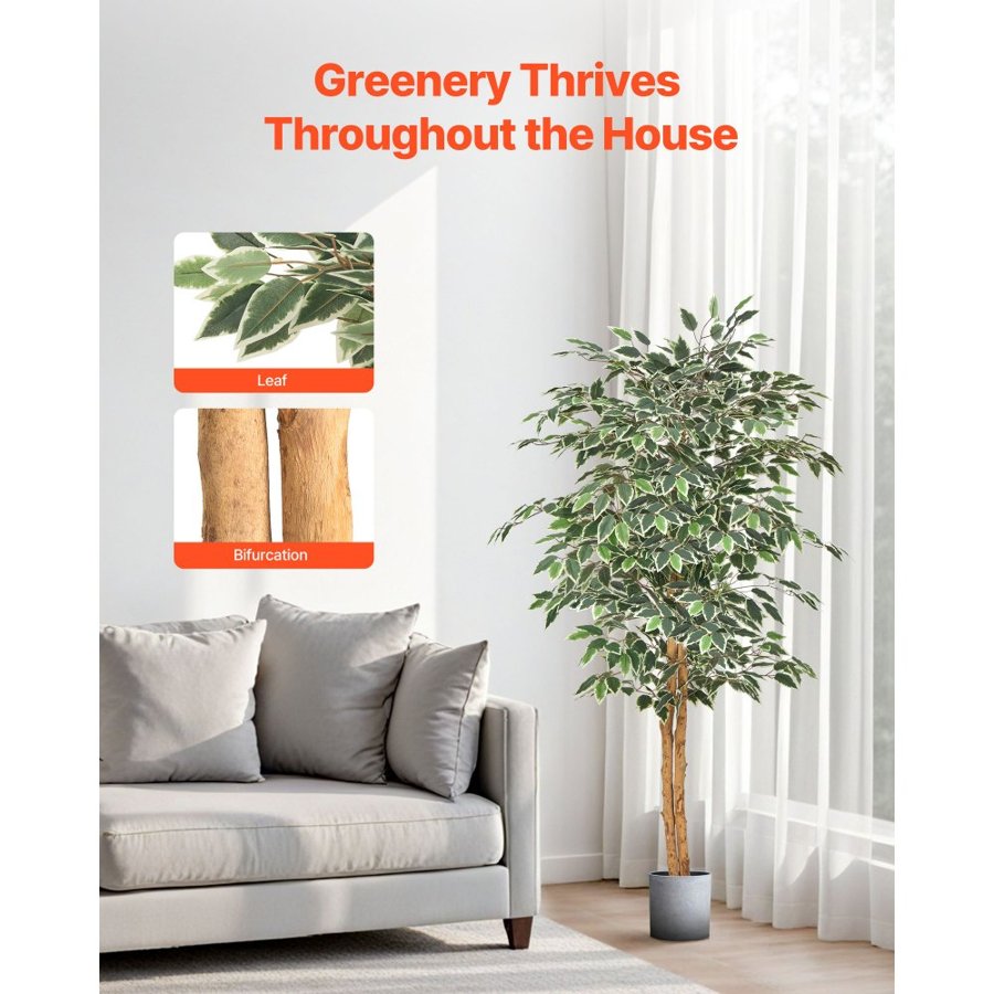 VEVOR Artificial Potted Ficus Tree – 5 Ft, 900+ Leaves