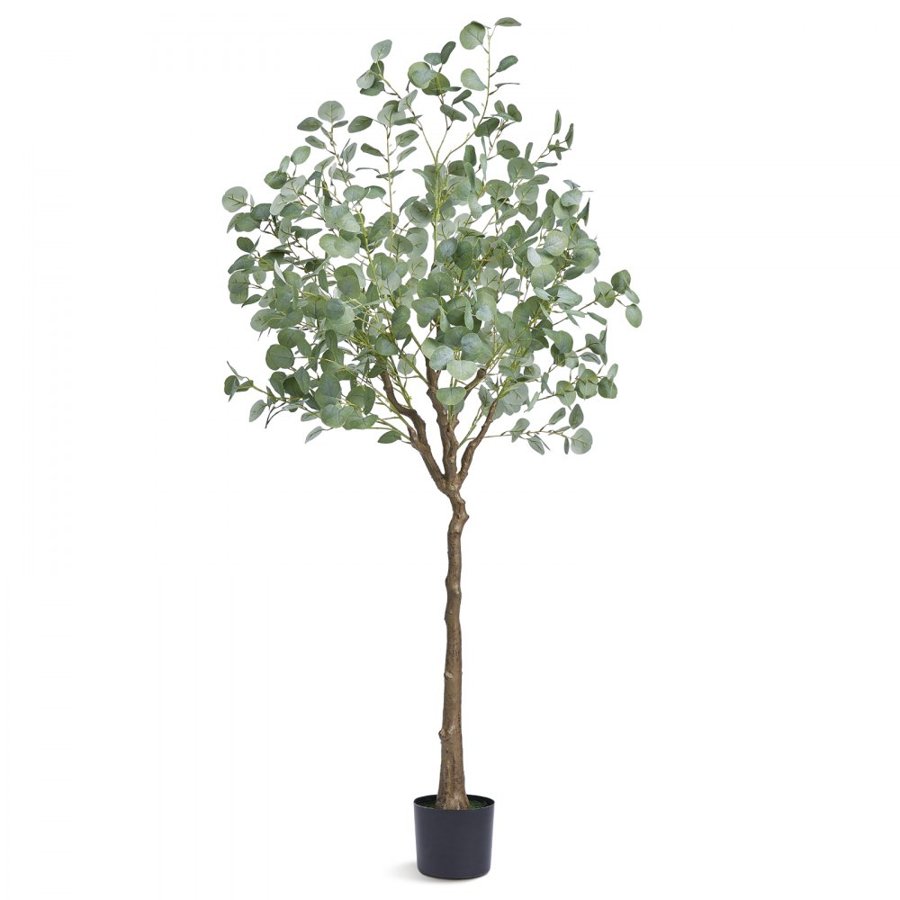 VEVOR Artificial Eucalyptus Tree, 1.8 m Tall Faux Plant, Secure PE Material & Anti-Tip Tilt Protection Low-Maintenance Plant, Lifelike Green Fake Potted Tree for Home Office Decor Indoor Outdoor