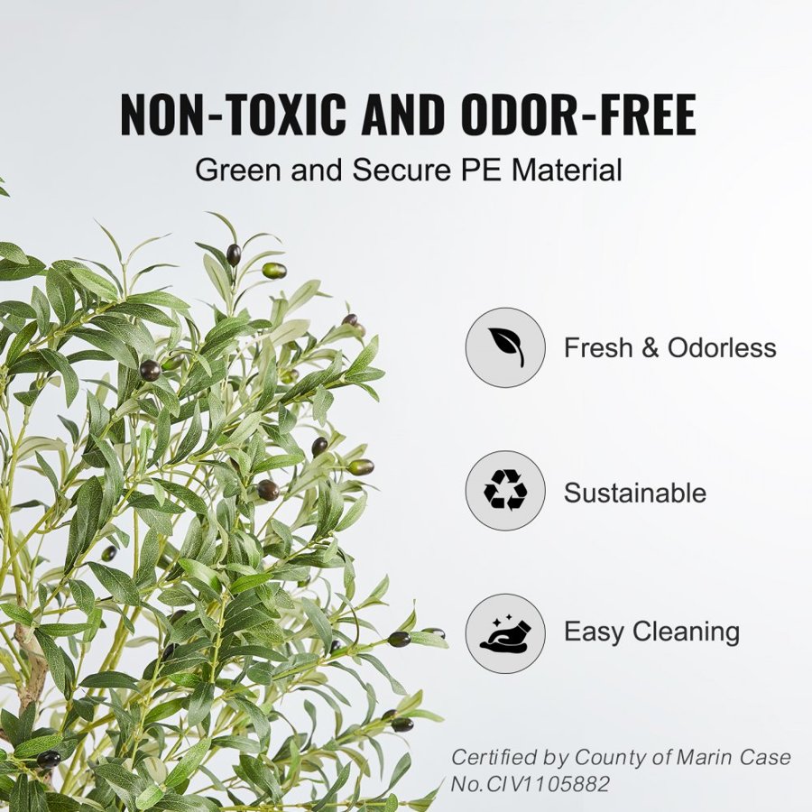 VEVOR Artificial Olive Tree, 1.8 m Tall Faux Plant, Secure PE Material & Anti-Tip Tilt Protection Low-Maintenance Plant, Lifelike Green Fake Potted Tree for Home Office Warehouse Decor Indoor Outdoor