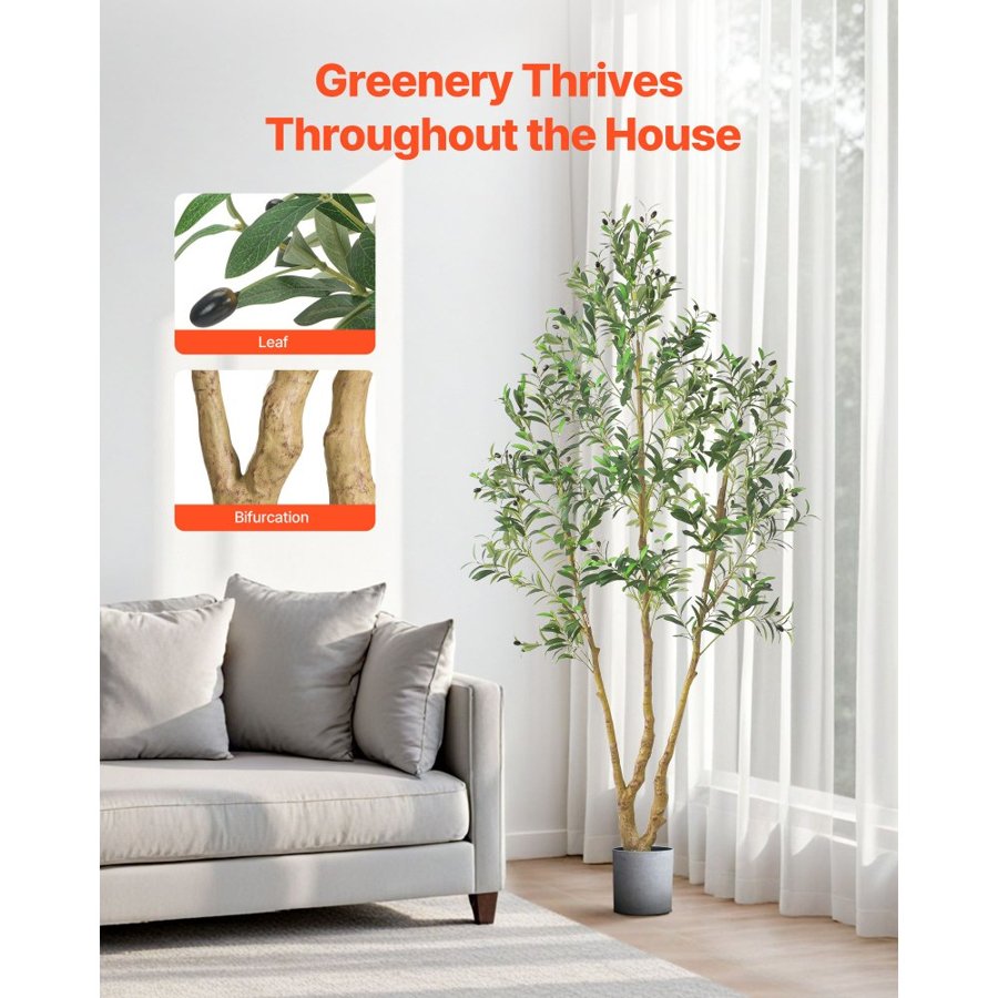 VEVOR Artificial Olive Plant – 7 Ft, 80 Fruits, PE