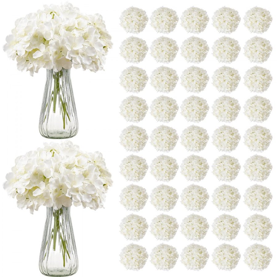 VEVOR White Hydrangea Bulk – 105 PCS, 9.8" Silk Flowers