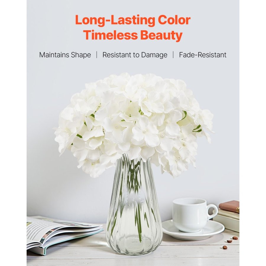 VEVOR White Hydrangea Bulk – 105 PCS, 9.8" Silk Flowers