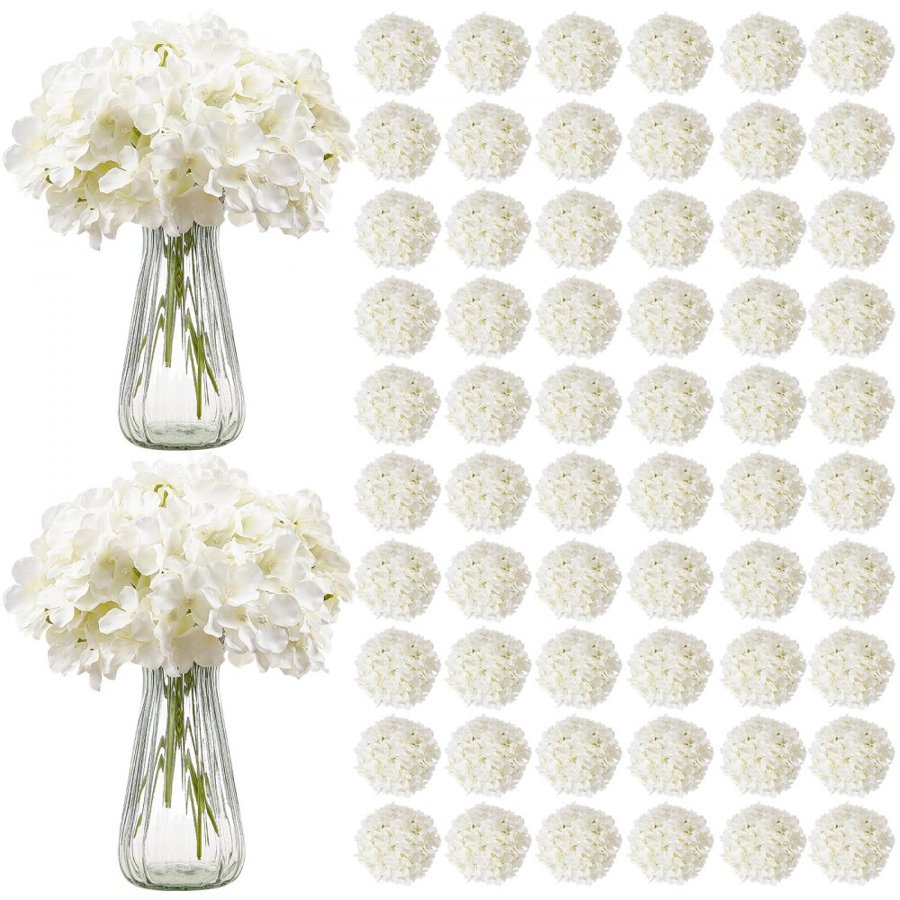 VEVOR White Hydrangea Artificial Flowers – 205 pcs, 9.8 Inch