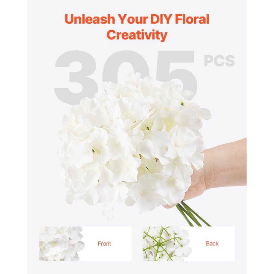 VEVOR White Silk Hydrangea Bulk – 305 Pcs, 6" Blooms