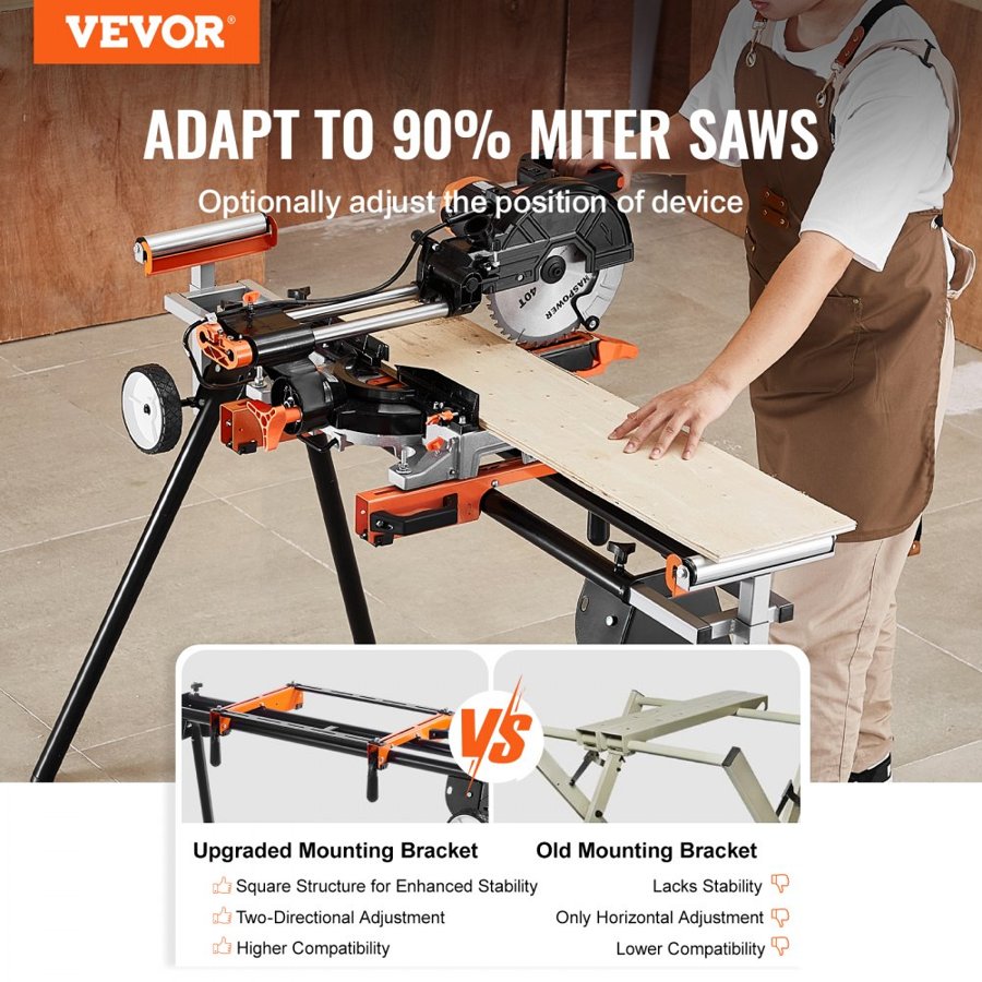 VEVOR Collapsible Miter Saw Stand – 550 lbs, Adjustable