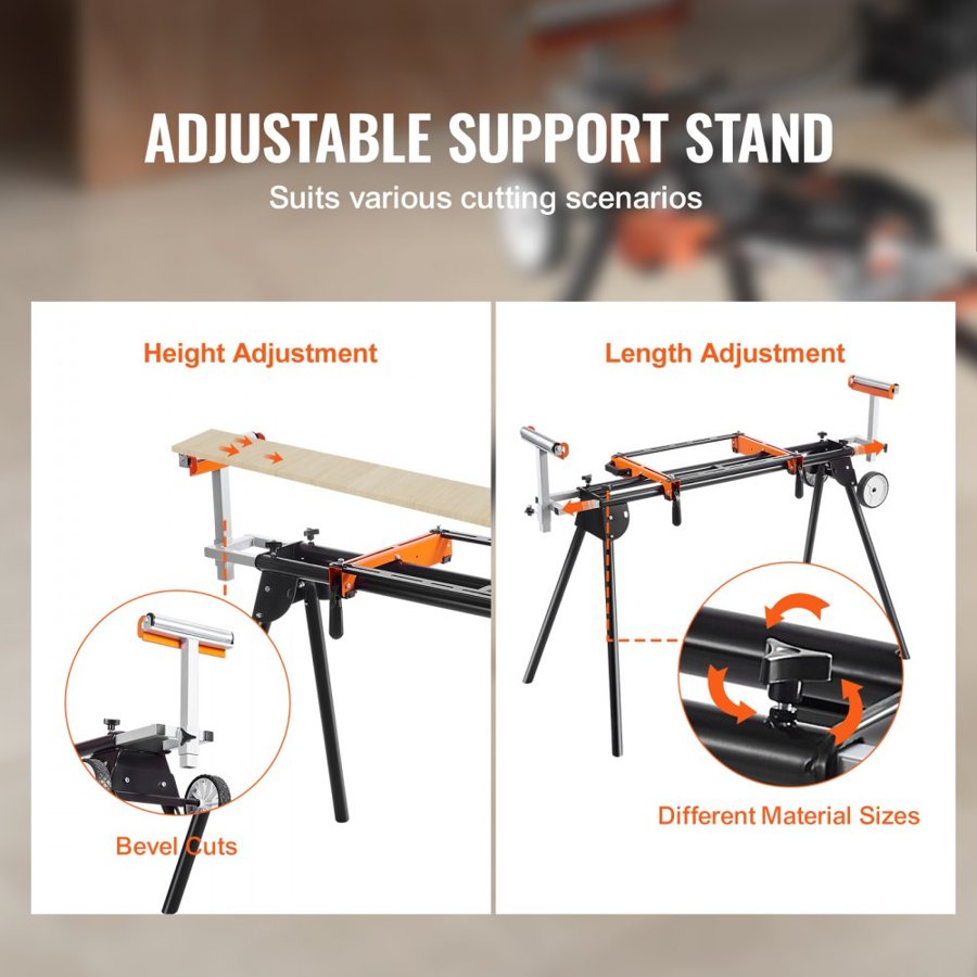 VEVOR Collapsible Miter Saw Stand – 550 lbs, Adjustable