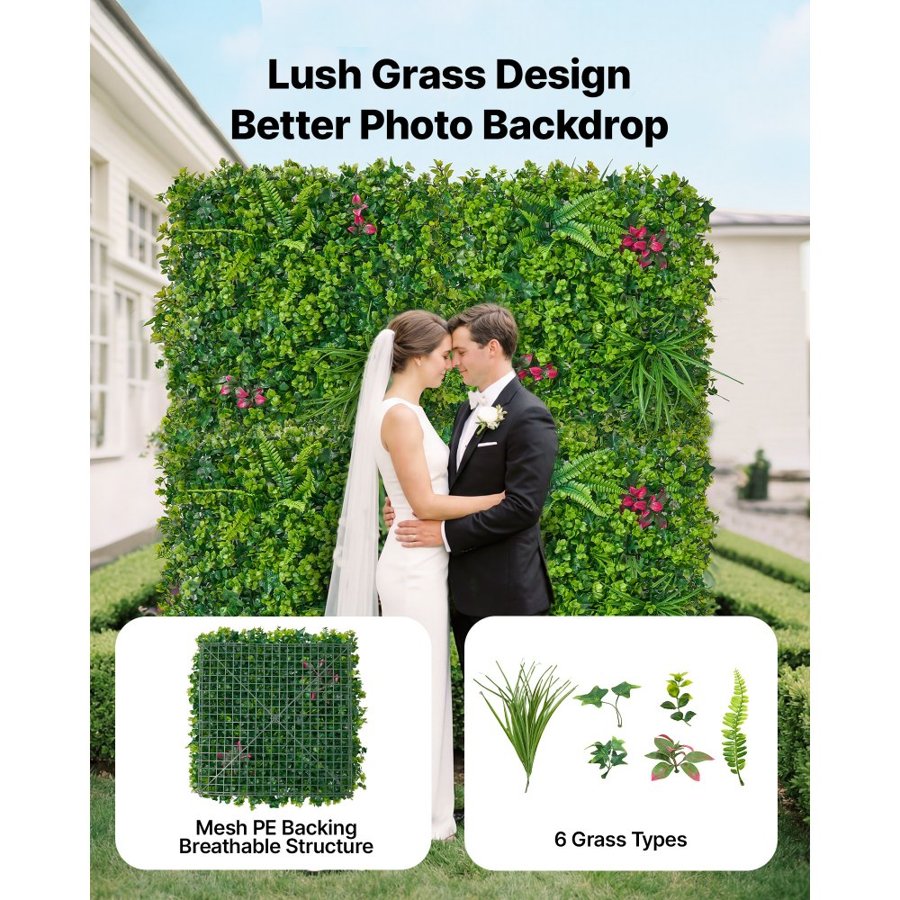 VEVOR 20 x 20 Artificial Boxwood Panels – 16 Pcs, UV Safe
