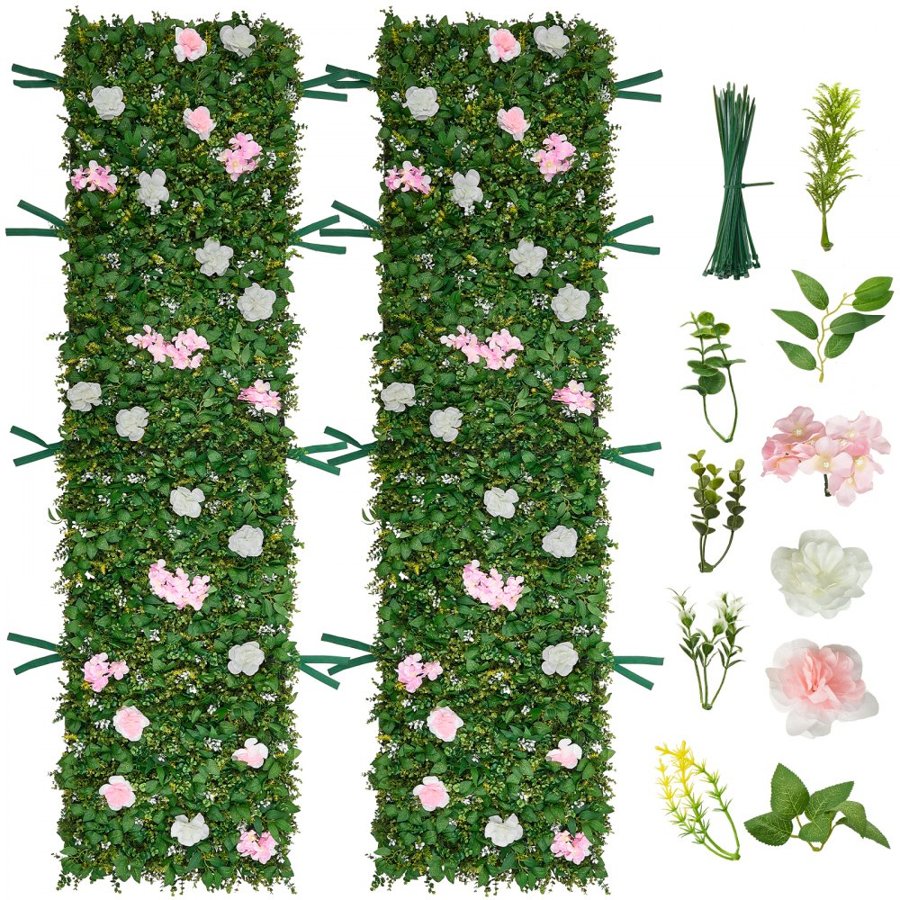VEVOR Artificial Floral Backdrop – 2 Panels, 2×8 ft