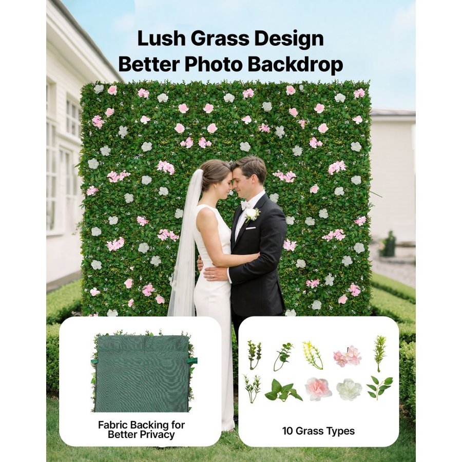 VEVOR Artificial Floral Backdrop – 2 Panels, 2×8 ft