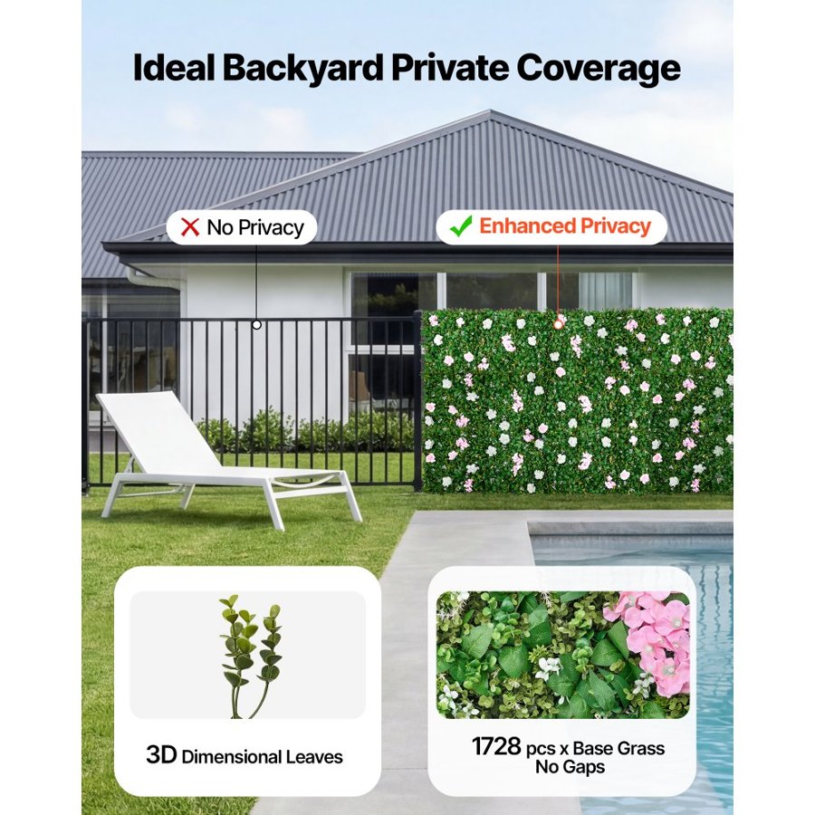 VEVOR Artificial Floral Backdrop – 2 Panels, 2×8 ft