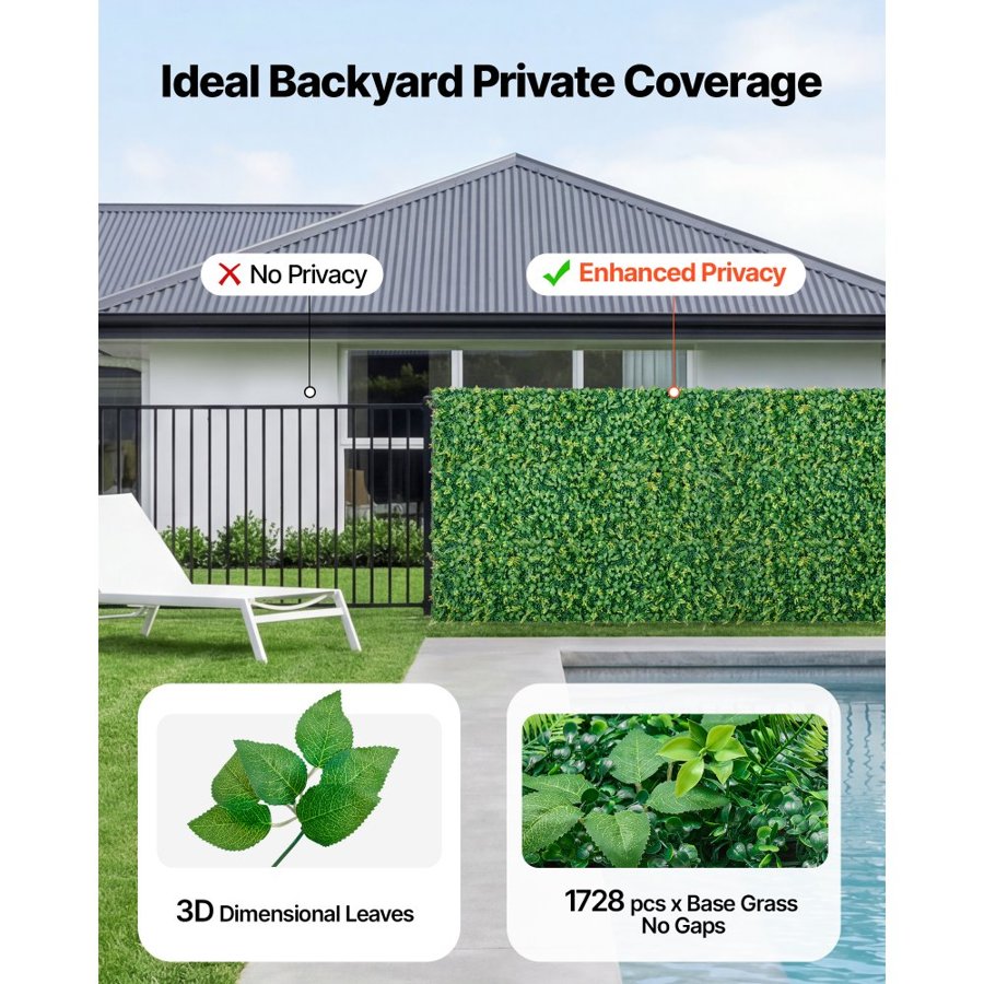 VEVOR Artificial Boxwood Panels – 4 PCS, 2x8 FT, 1728 Pieces