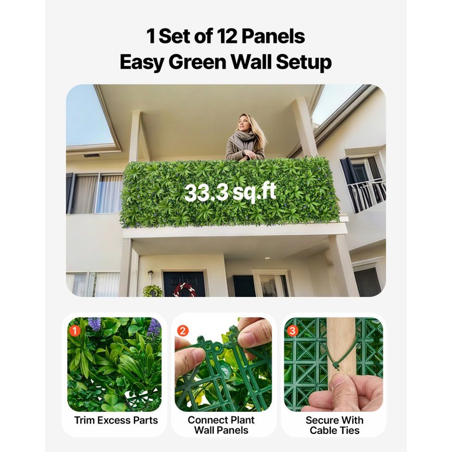 VEVOR Artificial Plant Wall Panels – 40x120 in, 1152 Pieces