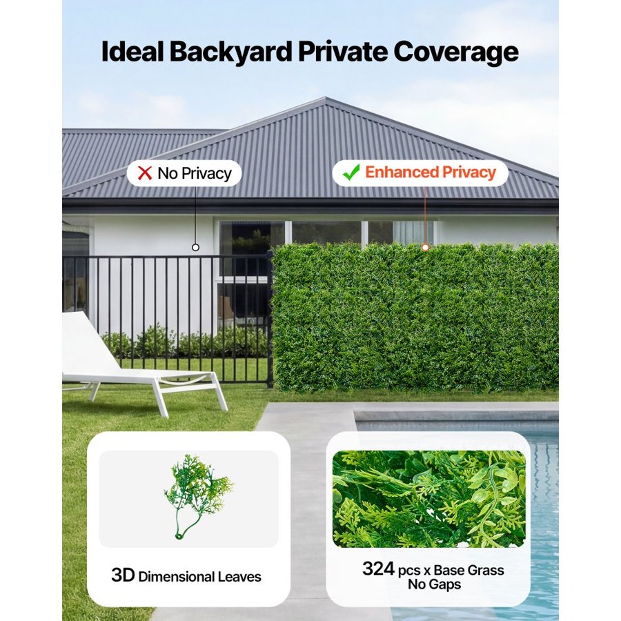 VEVOR Artificial Plant Walls – 12 Panel, 33.4 Sq Ft Greenery