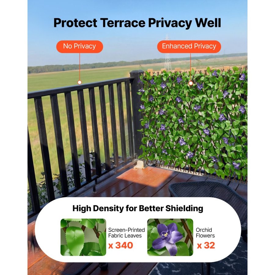 VEVOR Artificial Plant Wall – 25.5x122", Expandable Panel