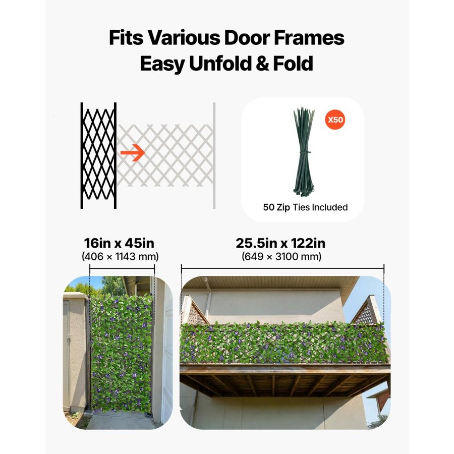 VEVOR Artificial Plant Wall – 25.5x122", Expandable Panel