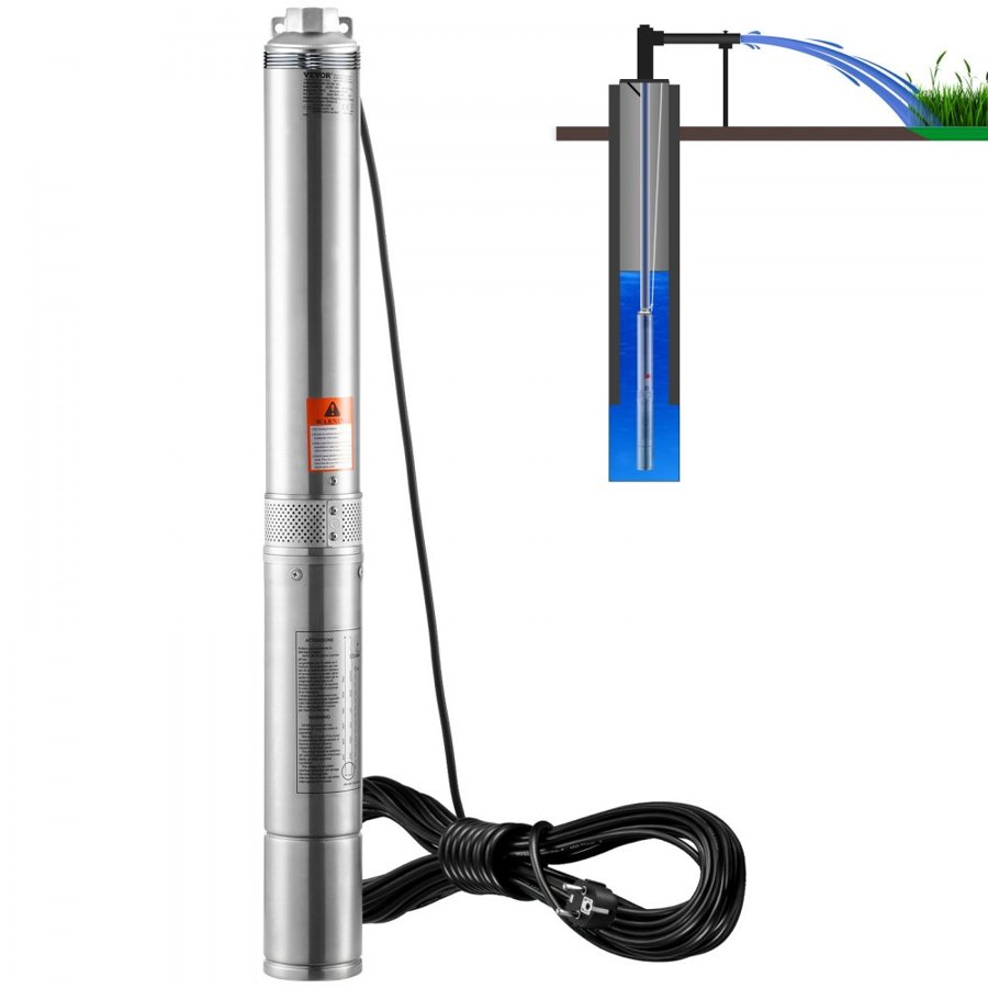 VEVOR 1 HP Submersible Deep Well Pump​ – 750W, 75m
