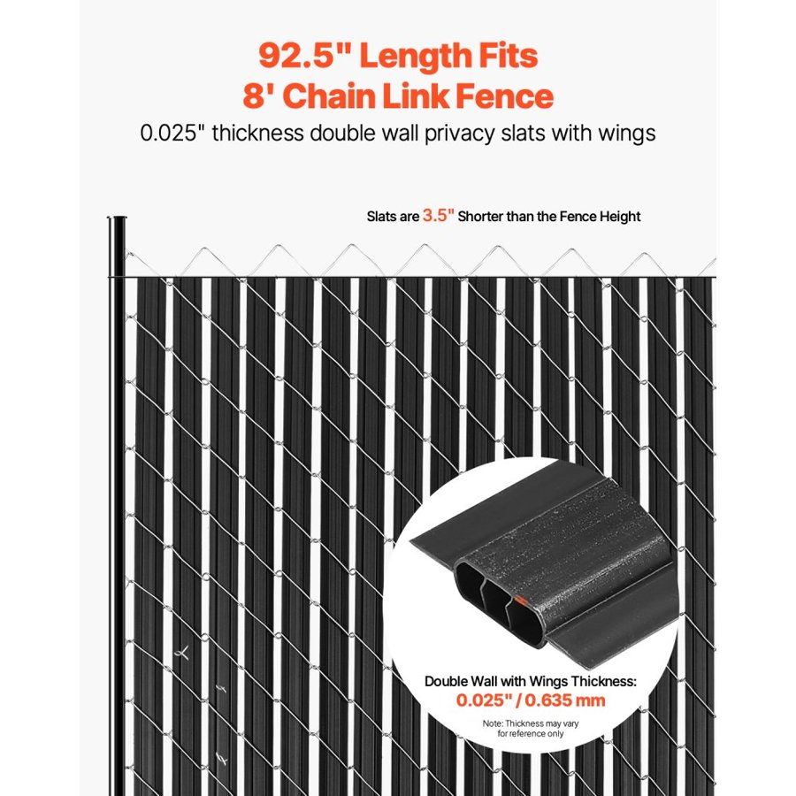 VEVOR Bottom Lock Privacy Slats - 92.5" Long, 10ft Coverage