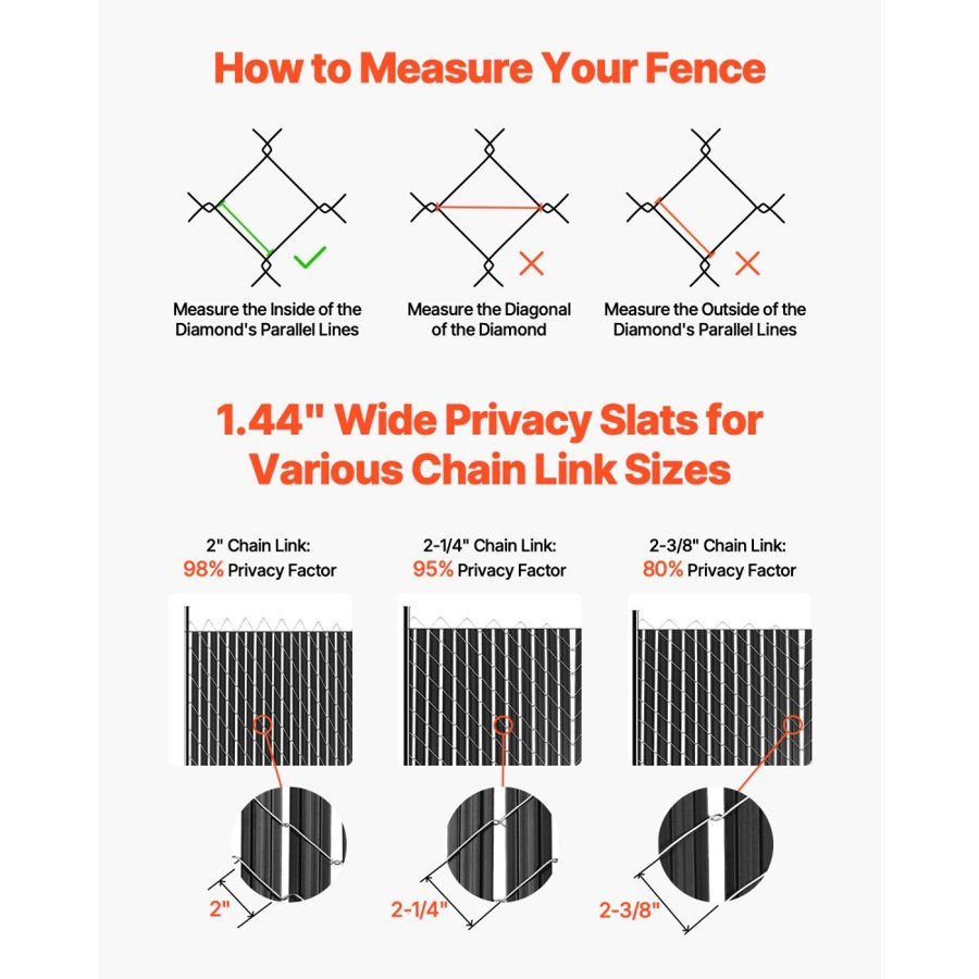 VEVOR Bottom Lock Privacy Slats - 92.5" Long, 10ft Coverage