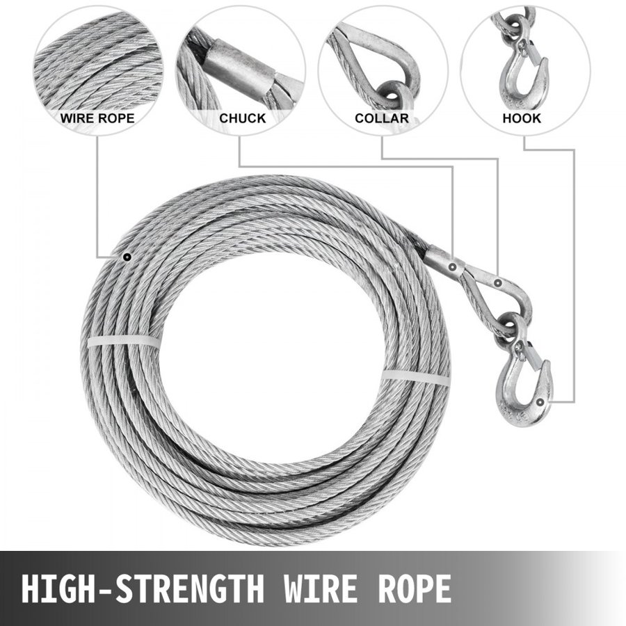 VEVOR Wire Rope Puller 1.6T/1587.6 kg Capacity Hand Winch Rope 2011.7 cm Grip Puller Manual Wire Rope Puller Heavy Duty Wire Rope Grip Puller Hoist Pulling Towing Equipment for Indoor and Outdoor Use