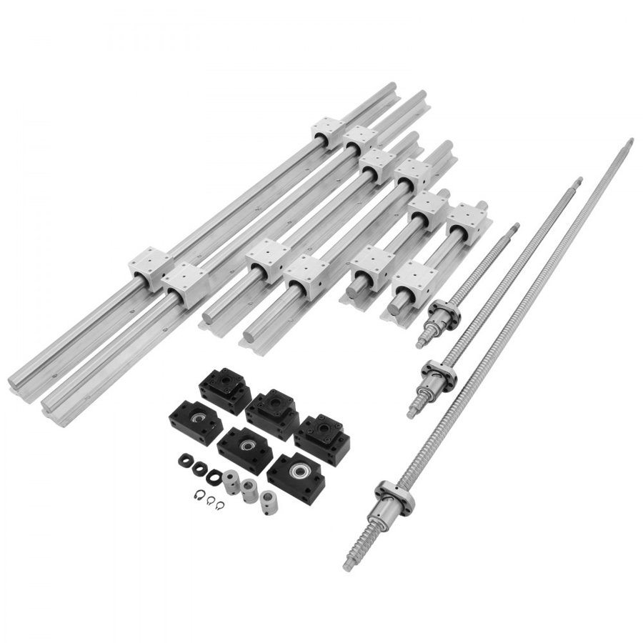 VEVOR SBR20 Linear Rail Set+3 Ballscrew RM1605-350/650/1050mm CNC Set Support Liner Rail+BK/BF12 with BK/BF 12 CNC Kit