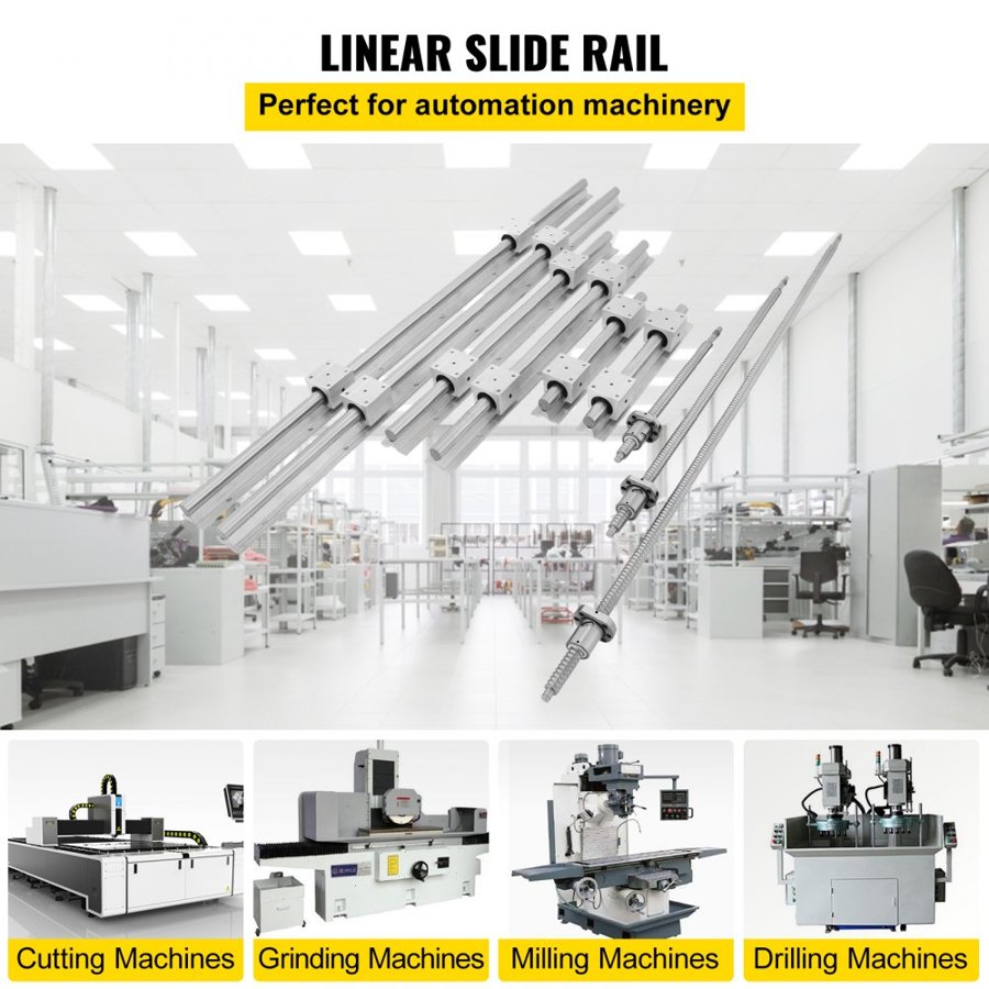 VEVOR SBR20 Linear Rail Set+3 Ballscrew RM1605-350/650/1050mm CNC Set Support Liner Rail+BK/BF12 with BK/BF 12 CNC Kit