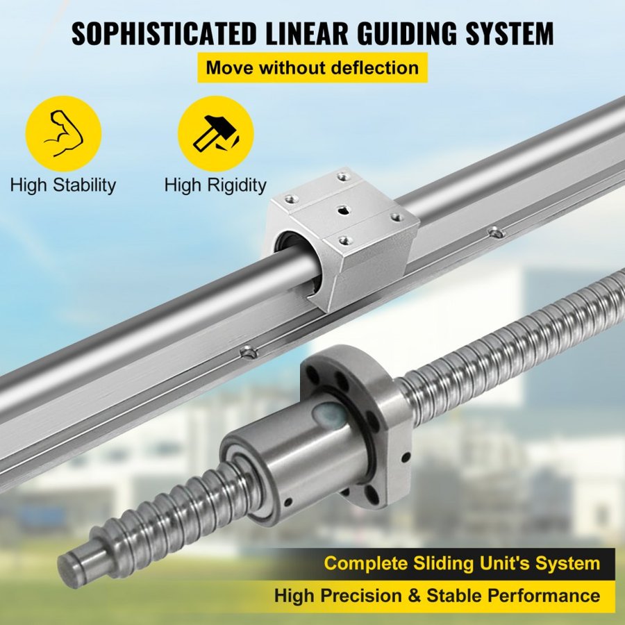 VEVOR SBR20 Linear Rail Set+3 Ballscrew RM1605-350/650/1050mm CNC Set Support Liner Rail+BK/BF12 with BK/BF 12 CNC Kit