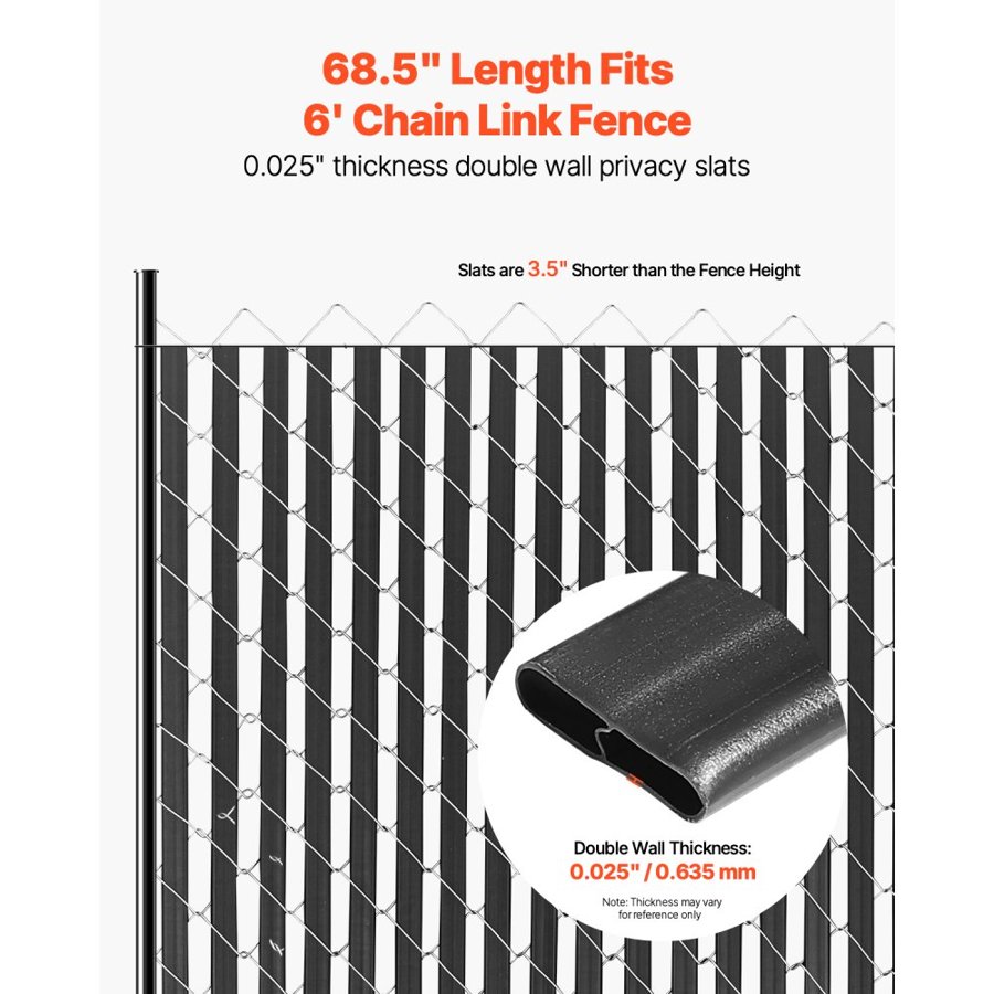 VEVOR 6' Privacy Slats - HDPE, 3 Pieces of 44", 10ft Fences