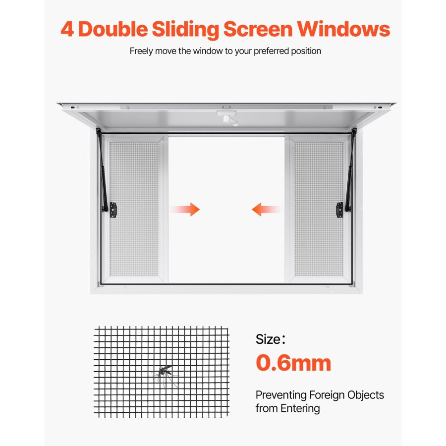 VEVOR Concession Window 135x84 cm, Aluminum Alloy Service Window for Food Truck, Up to 85 Degrees Stand Serving Window with 4 Sliding Windows, Awning Door, and Drag Hook, for Concession Trailers