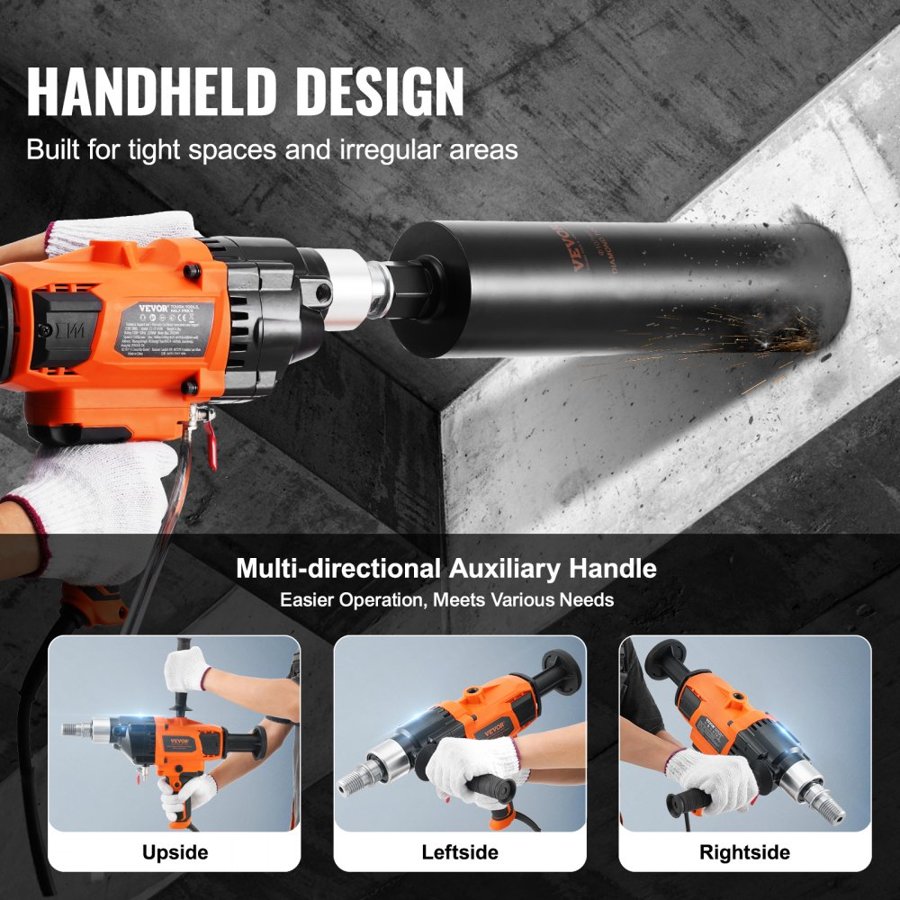 VEVOR Handheld Core Drill Machine – 2600W, Φ20–180 mm, Mix