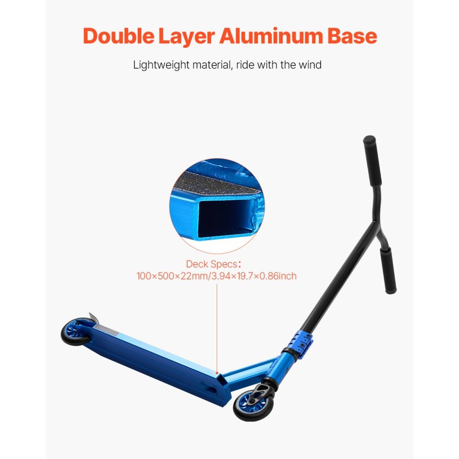 VEVOR Stunt Scooter, Pro Complete Trick Scooters for Kids Ages 9-11 Years, Teens, Adults, Boys, and Girls, Freestyle Street Rider for Intermediate and Beginner, Double Layer Lightweight Aluminum Deck