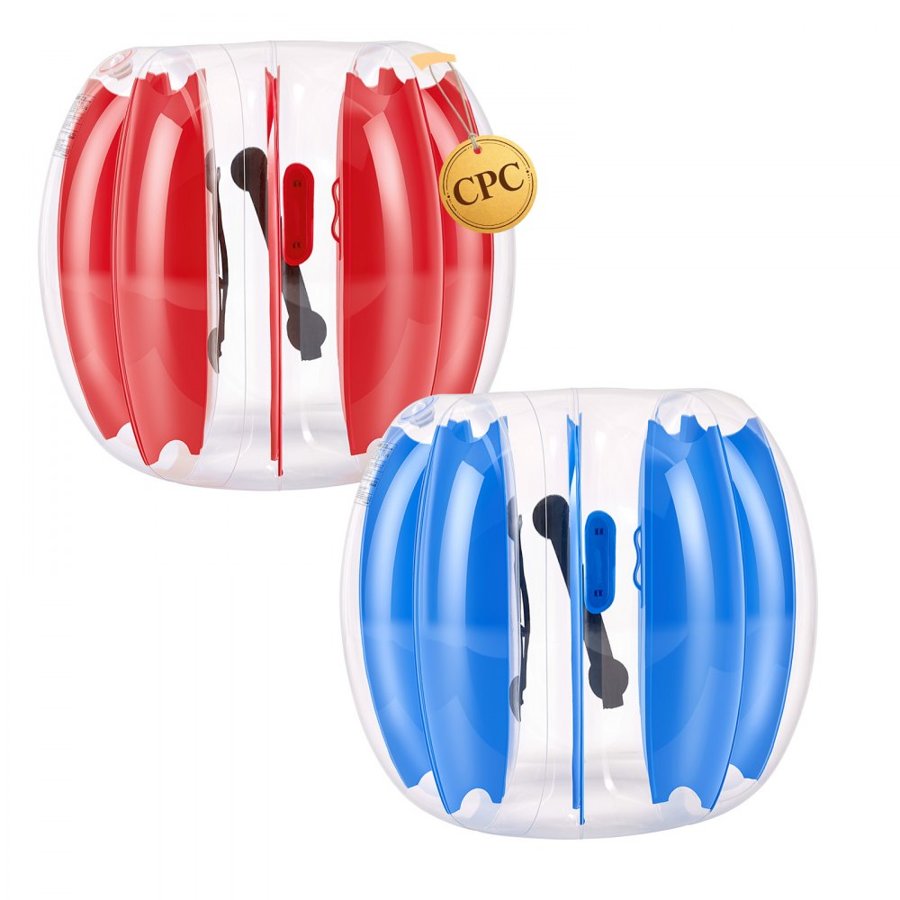 VEVOR 2-Pack Inflatable Bumper Balls 0.9m Human Bubble for Kids Blue+Red, for Backyard, Camping, Picnic, Park, Lawn, and Outdoor Team Gameplay, Thickened PVC Material, Sumo Hamster Ball with Handle