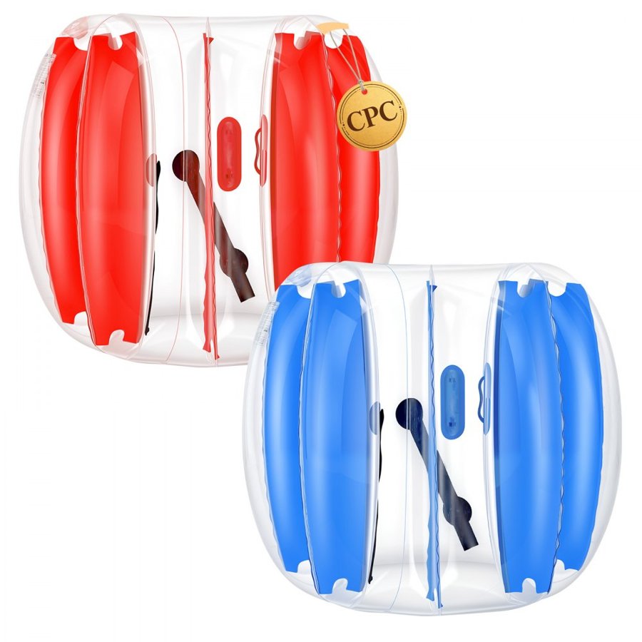 VEVOR 2-Pack Inflatable Bumper Balls 1.2m Human Bubble for Teens Blue+Red, for Backyard, Camping, Picnic, Park, Lawn, and Outdoor Team Gameplay, Thickened PVC Material, Sumo Hamster Ball with Handle