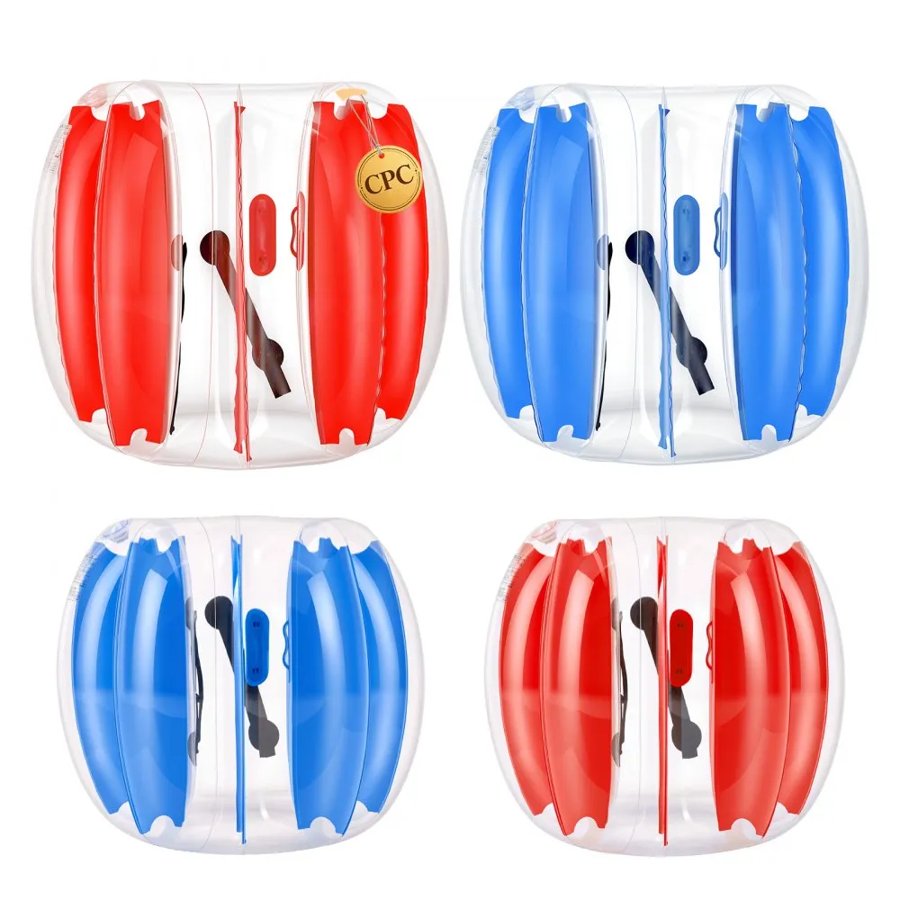 VEVOR 4 Pack Inflatable Bumper Balls 0.9m+1.2m Bubble Kids Teens Blue+Red, for Backyard, Camping, Picnic, Park, Lawn, Outdoor Team Gameplay, Thickened PVC Material, Sumo Human Hamster Ball with Handle
