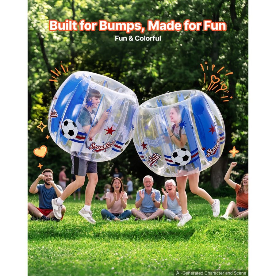 VEVOR 2-Pack Inflatable Bumper Balls 1.2m Human Bubble Teens Transparent, for Backyard, Camping, Picnic, Park, Lawn, and Outdoor Team Gameplay, Thickened PVC Material, Sumo Hamster Ball with Handle